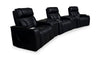 Zen 5-Piece Black Faux Leather Power Reclining Massage Home Theatre Sectional with Refrigerator Console