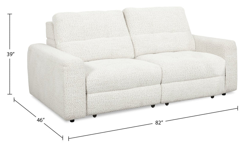Elevate Modular 82\" Beige Chenille Fabric Loveseat with Power Sliding Chairs and USB Ports