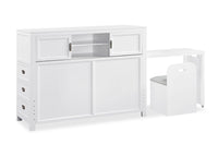 Quinn Platform Bed with Bookcase Headboard, Built-in Desk & Stool, White - Full Size 