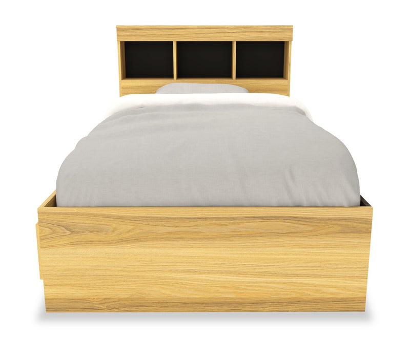 Riley Twin Mates Bed with Bookcase Headboard - Natural