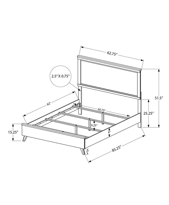 Blake Panel Bed with Headboard & Frame, Grey & Black - Queen Size