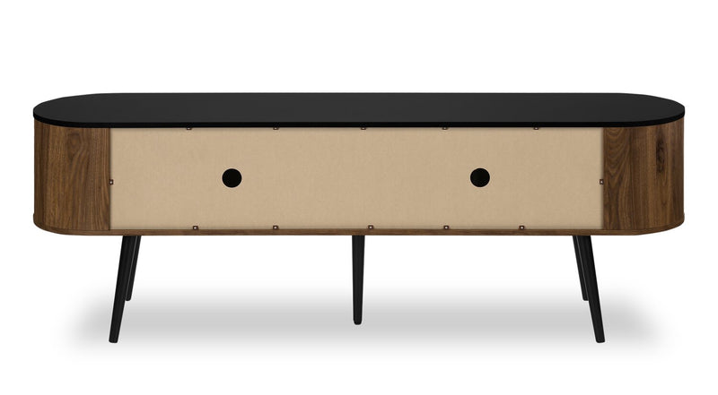 Elle 72\" Rustic TV Stand with Storage and Cable Management for TV's up to 80\"- Dark Brown and Black