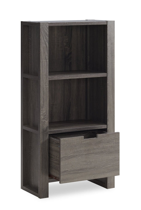 Oscar Owen 2-Shelf Bookcase with File Drawer - Grey