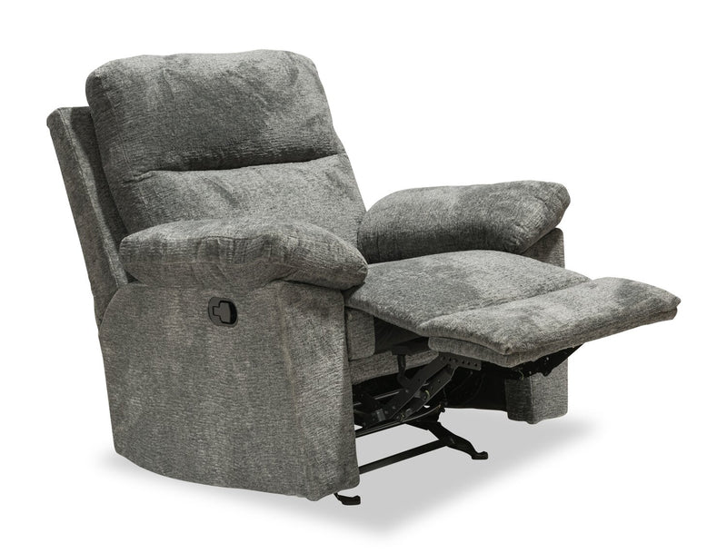 Canadian Made Oliver 40\" Addison Pewter Grey Chenille Fabric Glider Reclining Chair 