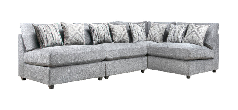 Scott Living Evolve Modular 4-Piece Grey Linen-Look Fabric Sectional with Feather Down Seat Cushions