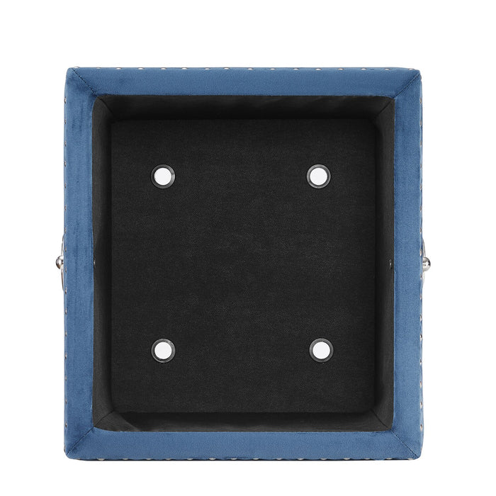 Yukon Square Velvet Storage Ottoman - Navy