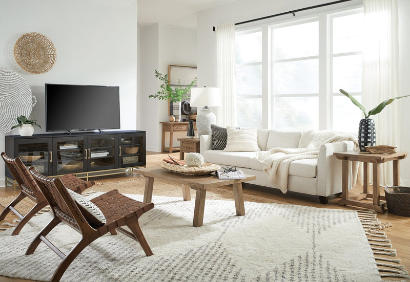 Cresset 84” Modern Solid Wood TV Stand with Storage and Cable Management for TVs up to 90\" - Coffee