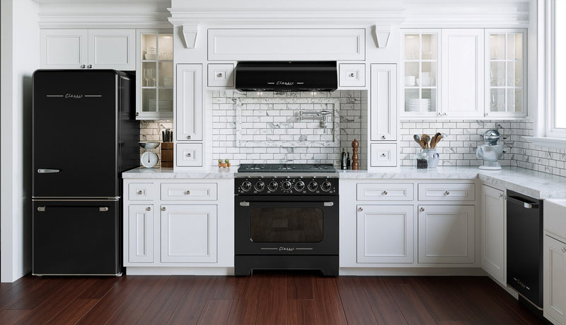 Classic Retro by Unique 36\" 700 CFM Under-Cabinet Range Hood - Midnight Black - UGP-36CR RH B