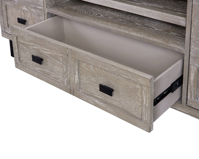 Eamon 64” Solid Wood TV Stand with Storage - Grey