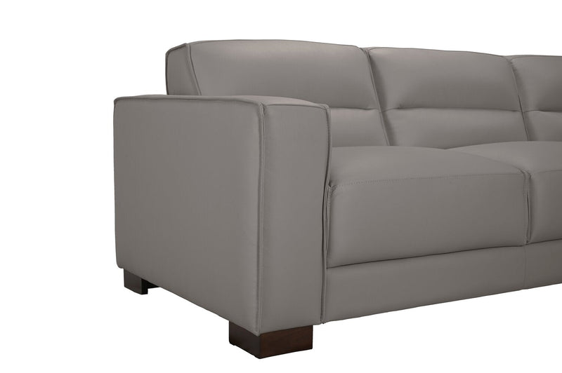 Citadel 2-Piece Right-Facing Top-Grain Genuine Leather Sectional with Wood Legs - Grey 