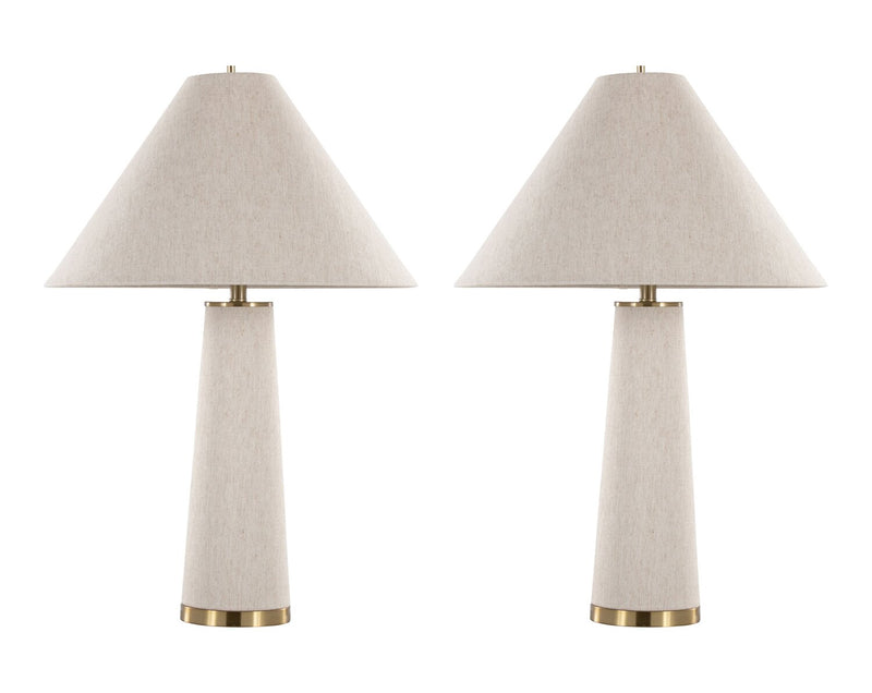 Rachel 28\" Contemporary Table Lamp with Linen Shade – Brass