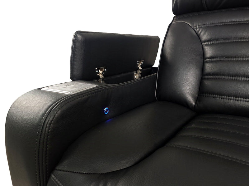 Zen 40\" Black Faux Leather Power Reclining Massage Chair with Power Headrest and Heated Seat 