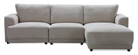 Voyage Modular 3-Piece Right-Facing Fabric Sectional with Removable Back Cushions – Beige