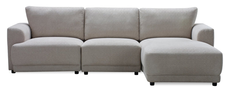Voyage Modular 3-Piece Right-Facing Fabric Sectional with Removable Back Cushions – Beige