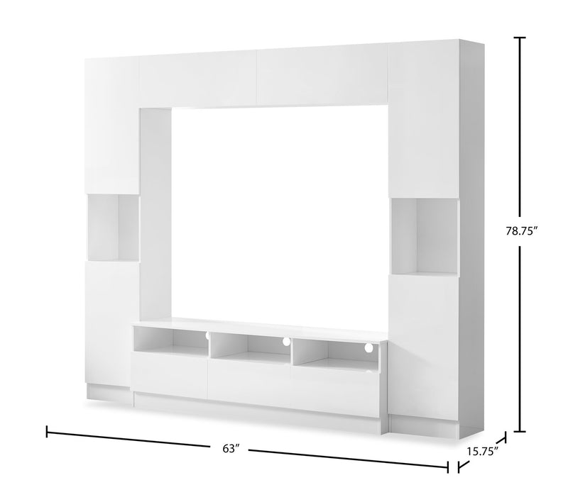 Celine 94.5\" 4 – Piece Entertainment Centre with Storage and Cable Management for TVs up to 58\" - White