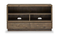 Elm 52” Rustic Pine Sofa Table with Storage and Cable Management - Brown 