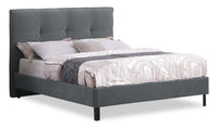 Amos Upholstered Platform Bed Base in Charcoal Fabric - Queen Size 