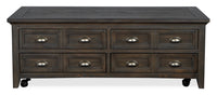 Hanson 50” Traditional Pine Lift Top Coffee Table with Storage and Casters - Graphite 