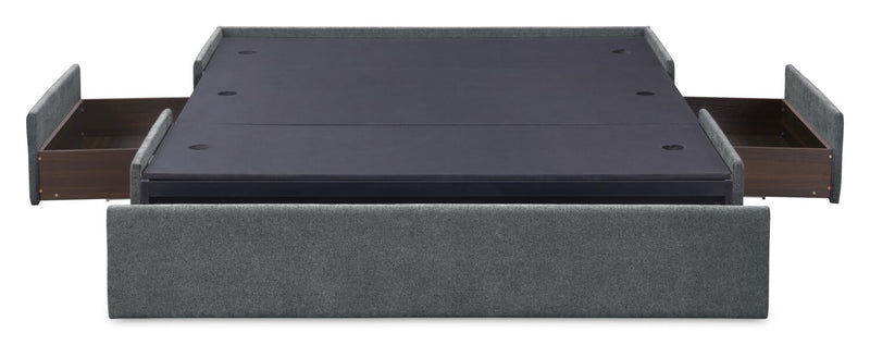 Amos Charcoal Upholstered Storage Bed Base - Full