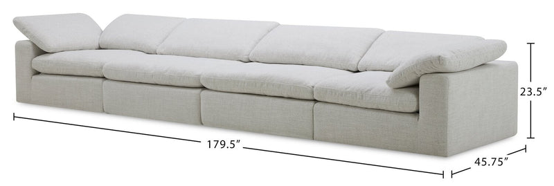 Sky Modular 4-Piece Fabric Sectional with Removable Feather Down Cushions - Nathan Wheat