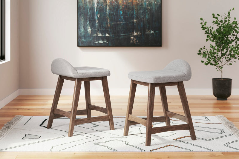 Jovi Counter-Height Stool with Linen-Look Fabric, 24\"H, Wood - Grey 