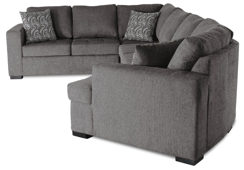 Legend 4-Piece Right-Facing Chenille Cuddler Sleeper Sectional - Pewter