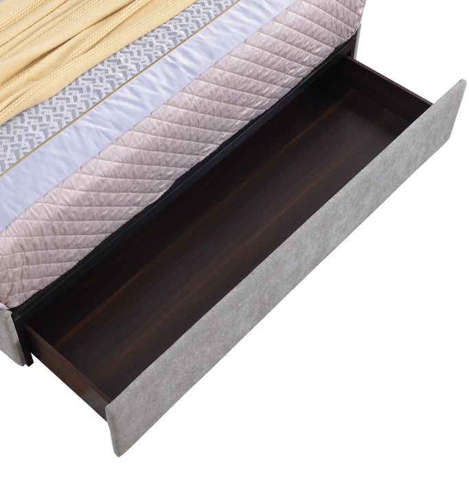 Amos Grey Upholstered Storage Bed with Channel Headboard - Queen