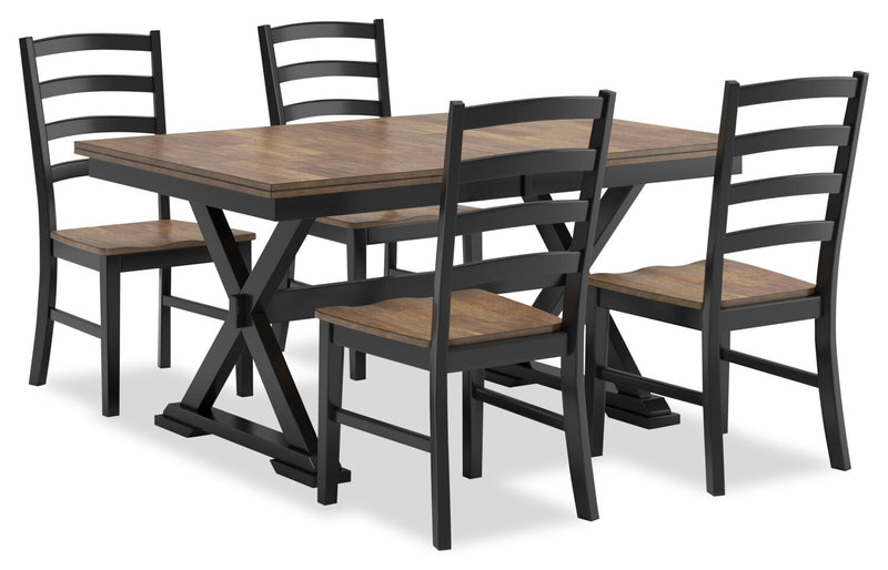 Raven Dining Chair, Slat-Back - Two-Tone Black & Brown