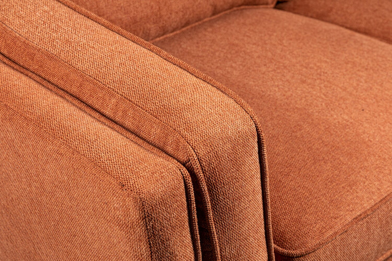 Kort & Co. Kassia 65.4\" Linen-Look Fabric Loveseat with Wood Base and Legs - Orange 