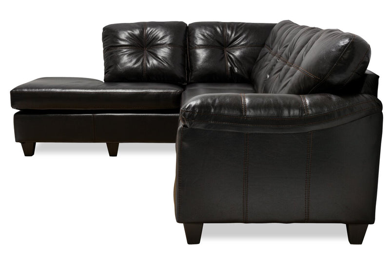 Made in Canada Addison 2-Piece Left-Facing Leather-Look Fabric Sectional with Removable Seat Cushions - Blackberry 