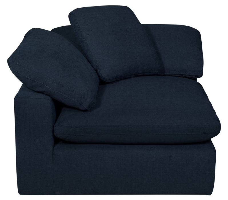 Eclipse Modular 38\" Linen-Look Fabric Armless Chair with Reversible Feather Down Cushions - Navy Blue 