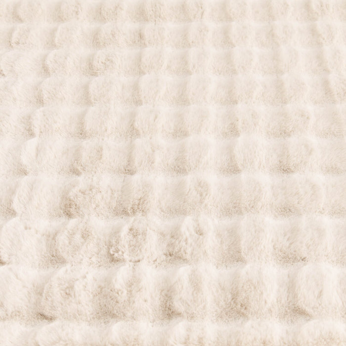 Faux Fur Bubble Ivory Area Rug with Memory Foam Backing - 7' x 10'