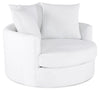 Made in Canada Grande 48\" Chenille Fabric Cuddler Accent Chair - Plush Heaven White 