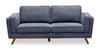 Kort & Co. Kassia 80\" Blue Linen-Look Fabric Condo-Size Sofa with Wood Base and Legs