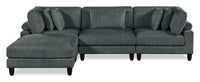 Lounge 4-Piece Chenille Modular Sectional with Ottoman – Grey
