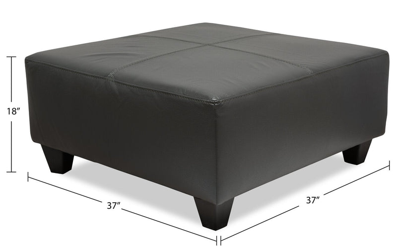 Made in Canada Addison 37\" Leather-Look Ottoman - Grey 