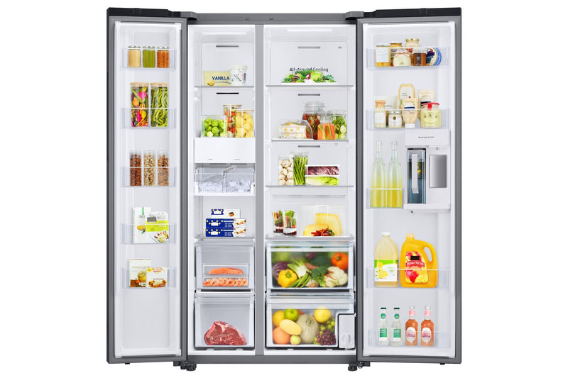 Samsung 36\" 22.6 Cu. Ft. Side-by-Side with Beverage Centre Refrigerator - White Glass - RS23CB760012… 
