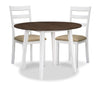 Bryn 3pc Dining Package with 42\" Drop-Leaf Table & 2 Chairs, Fabric -Two-Tone White & Brown
