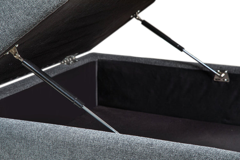 Scott Living Evolve Modular 39.5\" Linen-Look Fabric Storage Ottoman with Feather Down Cushion - Charcoal Grey 