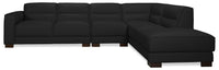 Citadel 3-Piece Right-Facing Top-Grain Genuine Leather Sectional with Rubberwood Legs - Black 