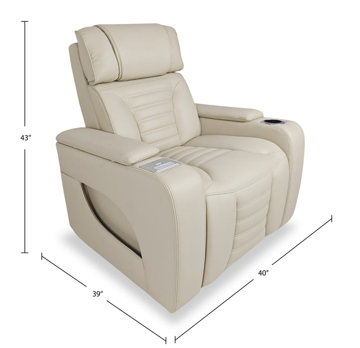 Zen 40\" Apricot Faux Leather Power Reclining Massage Chair with Power Headrest and Heated Seat