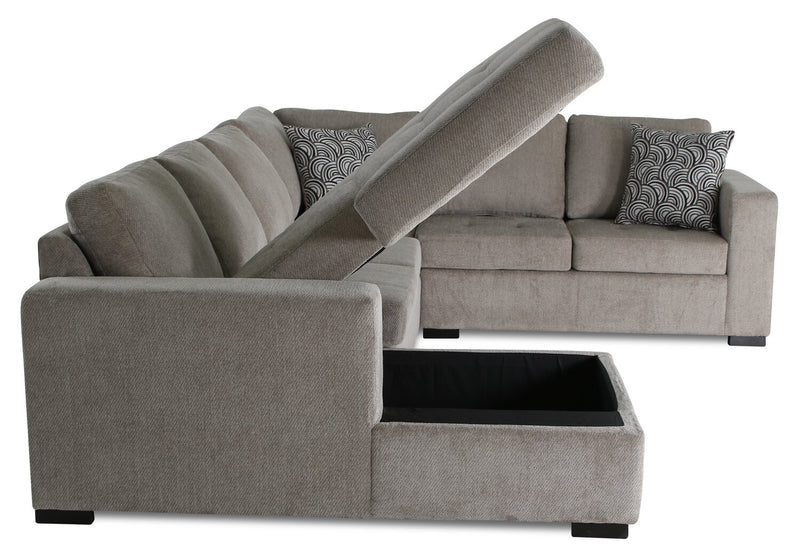 Legend 4-Piece Left-Facing Chenille Sleeper Sectional - Platinum 