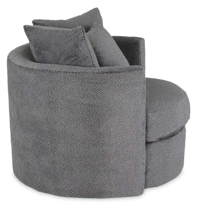 Made in Canada Midi 42\" Chenille Fabric Swivel Cuddler Accent Chair - Teddy Nightfall Grey 