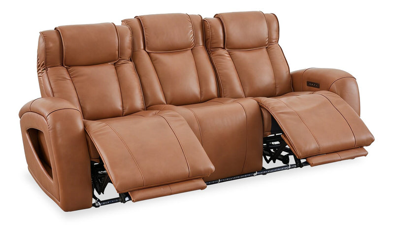 Shaquille O’Neal Home Titan 92\" Genuine Leather Power Reclining Sofa with Shaq-o-pedic Comfort – Earth