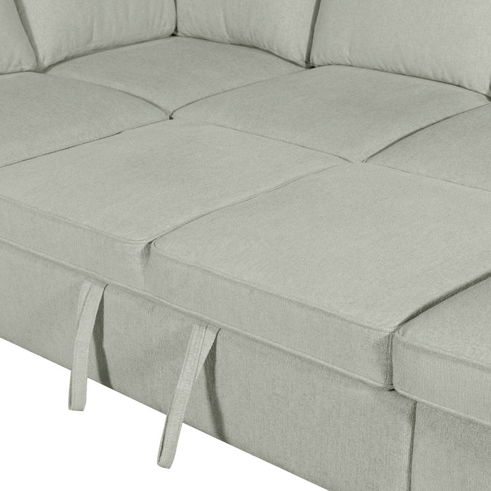 Haven 4-Piece Chenille Left-Facing Sleeper Sectional - Seafoam