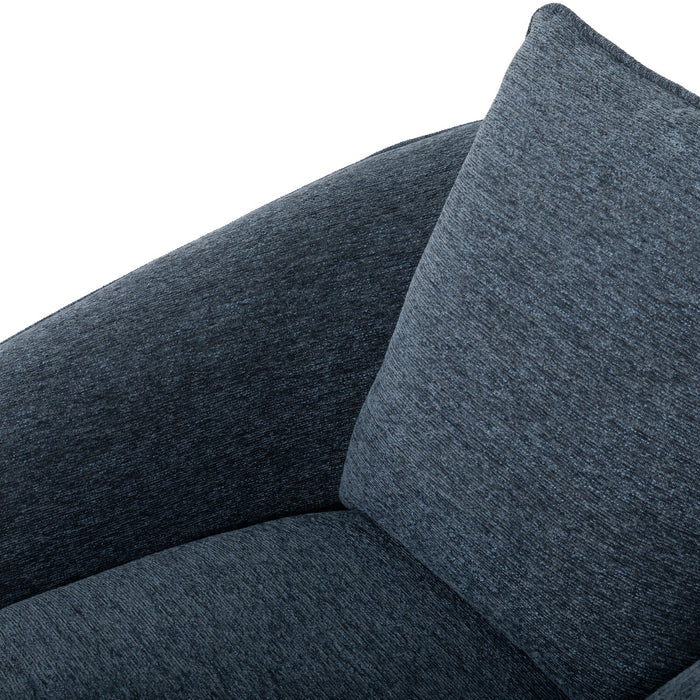 Rio 34.5\" Blue Chenille Fabric Swivel Accent Chair with Reversible Seat Cushion