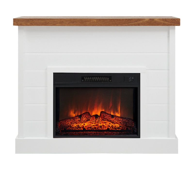 Mehgan 43.8\" Modern Electric Fireplace - White & Brown Two Tone