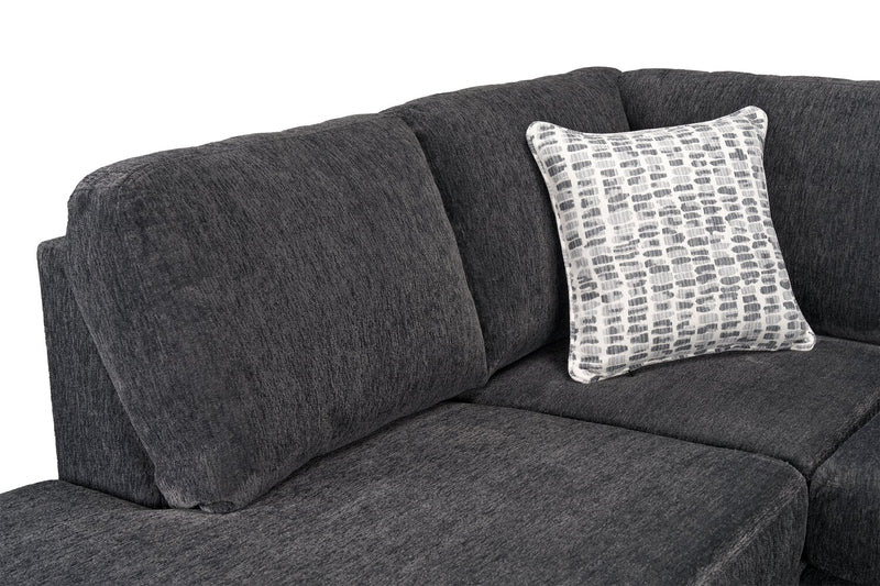 Made in Canada Morgan 2-Piece Left-Facing Chenille Fabric Condo Size Sectional with Accent Pillows - Grey