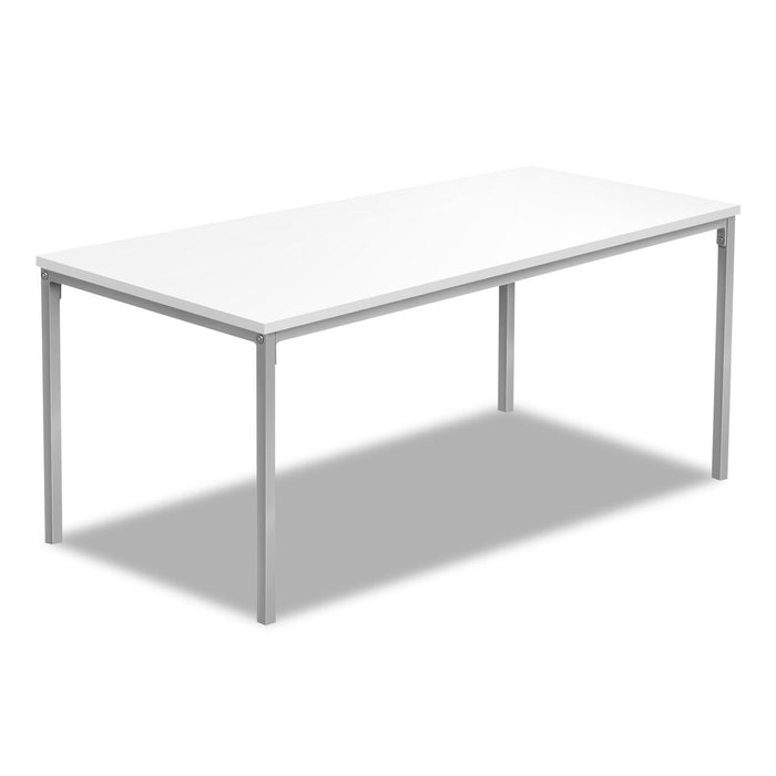 Ariella 40\" Modern Coffee Table - White Top with Grey Metal Base