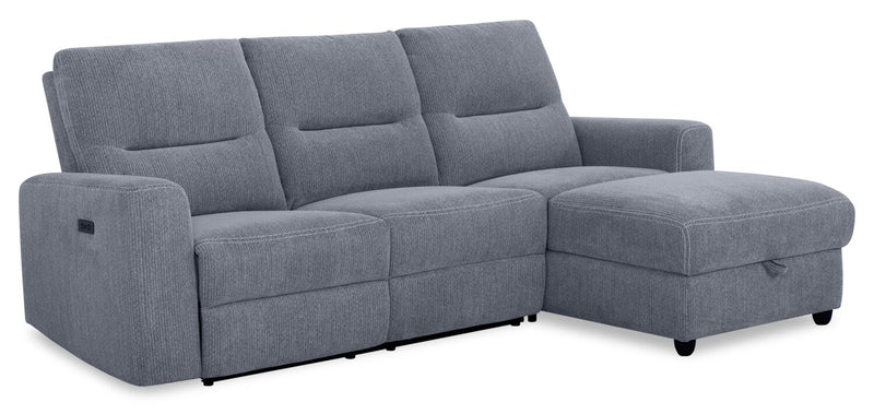 Meadow 2-Piece Right-Facing Charcoal Grey Chenille Fabric Power Reclining Sectional with Storage Chaise